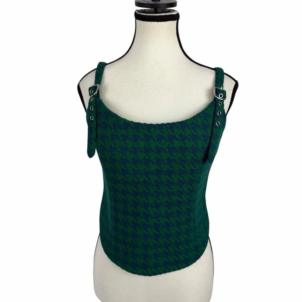 Lovers + Friends Houndstooth Wool Blend Corset Top Adjustable Straps S Revolve - Picture 2 of 10
